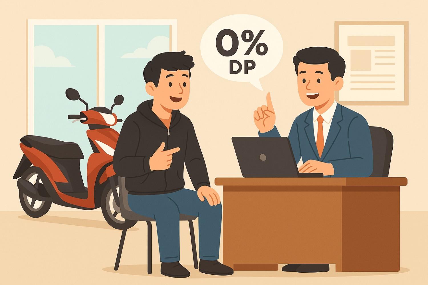 kredit motor tanpa DP, kredit motor tanpa uang muka, cicilan motor 0 DP, syarat kredit motor murah, leasing tanpa DP