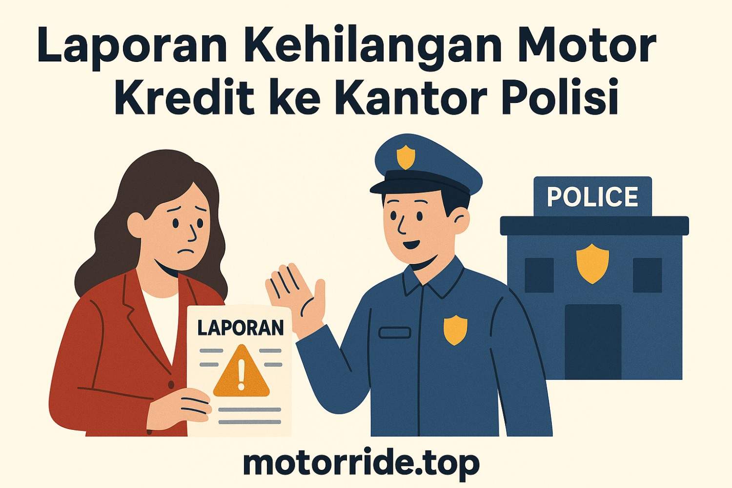 Ilustrasi laporan kehilangan motor kredit ke kantor polisi