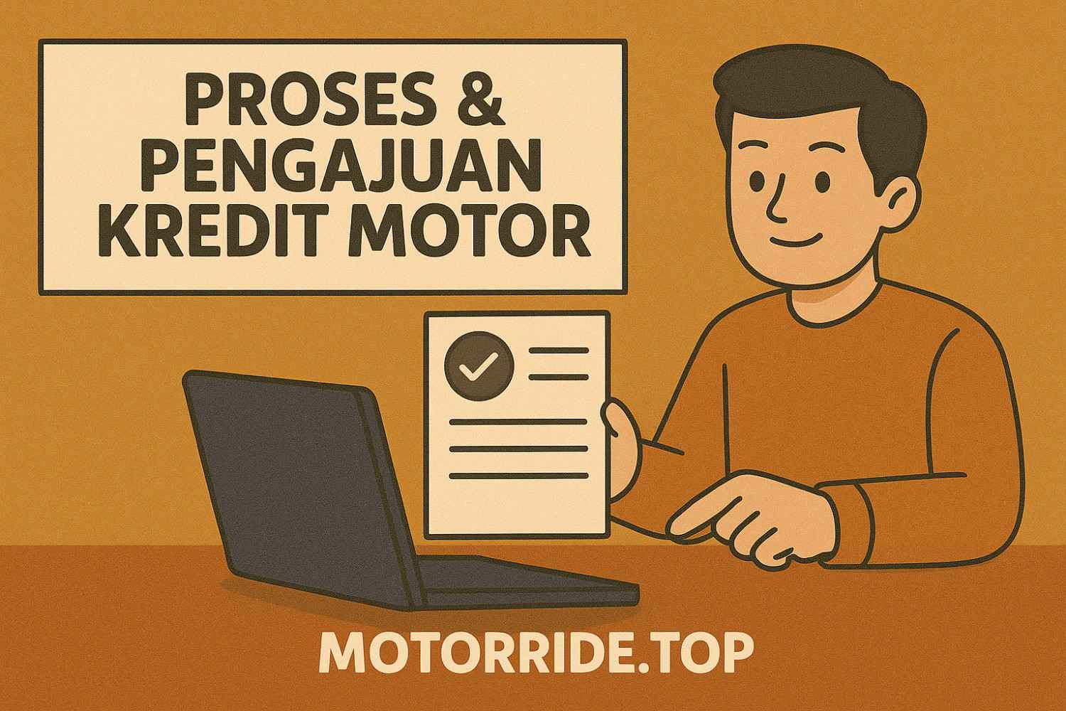 Gambar alur proses pengajuan kredit motor mulai dari syarat, formulir, hingga motor dikirim ke rumah