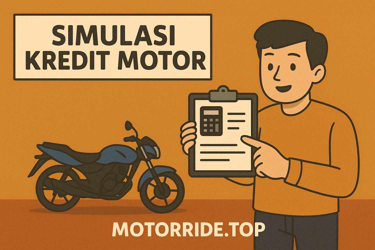 Tampilan simulasi kredit motor lengkap dengan kalkulasi cicilan dan bunga untuk berbagai tipe motor