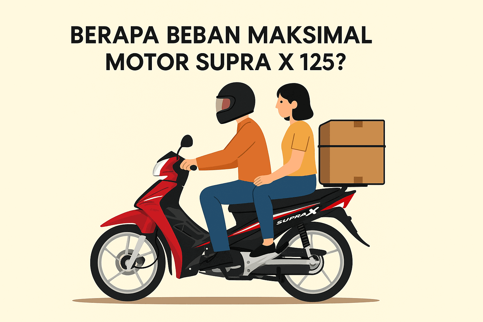 Ilustrasi beban maksimal motor Supra X 125 membawa beban maksimal dengan aman